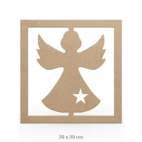 DS024 Yıldızlı Melek Figürlü Dekoratif Duvar Süsü Ahşap Boyanabilir Obje