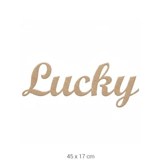 DS118 "Lucky" Yazılı Dekoratif Duvar Süsü Ham Ahşap Boyanabilir Obje