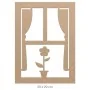 DS047 Çiçekli Pencere Tasarımlı Dekoratif Duvar Süsü Ham Ahşap Boyanabilir Obje