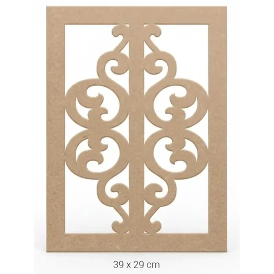 DS041 Geleneksel Desenli Dekoratif Duvar Süsü Ham Ahşap Boyanabilir Obje