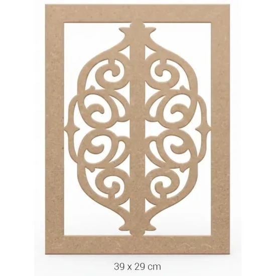 DS042 Klasik Geçme Motifli Dekoratif Duvar Süsü Ham Ahşap Boyanabilir Obje
