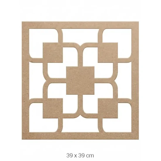 DS002 İç İçe Kareli Dekoratif Duvar Süsü Ham Ahşap Boyanabilir Obje