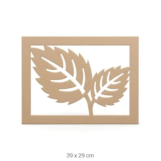 DS018 Yaprak Desenli Dekoratif Duvar Süsü Ahşap Boyanabilir Obje