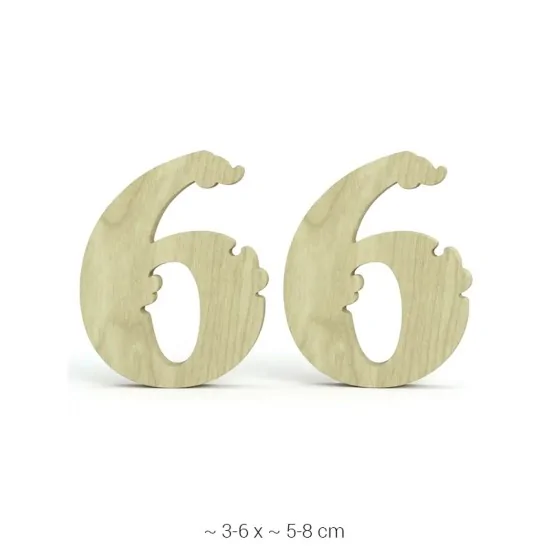 KD213 Dekoratif "6" Rakamı Ahşap Boyanabilir Obje