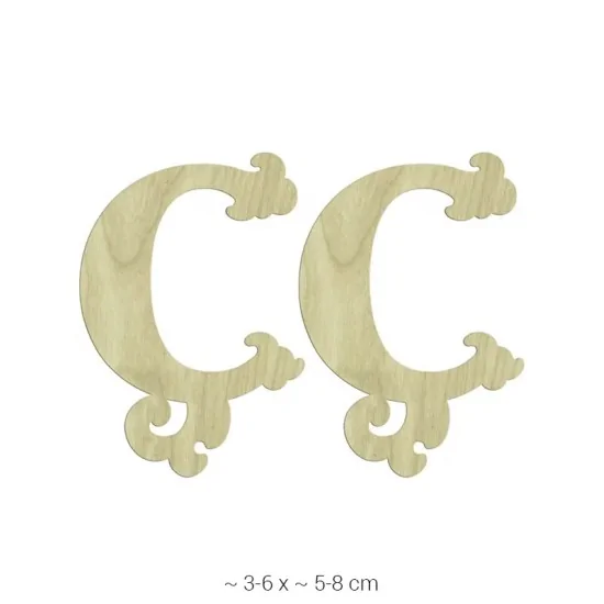 KD221 Dekoratif "Ç" Harfi Ahşap Boyanabilir Obje