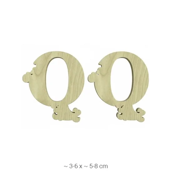 KD248 Dekoratif "Q" Harfi Ahşap Boyanabilir Obje