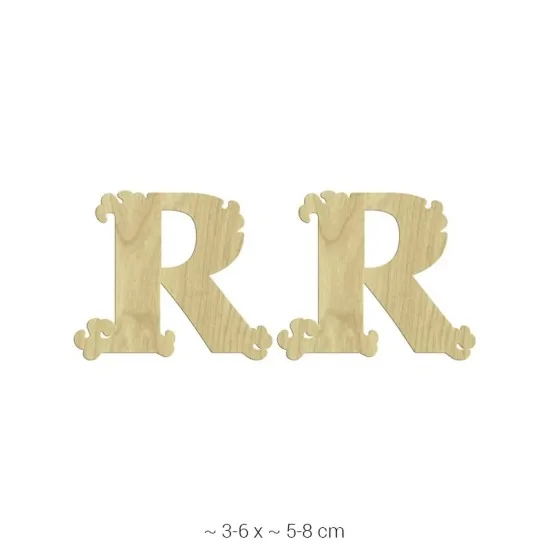 KD238 Dekoratif "R" Harfi Ahşap Boyanabilir Obje