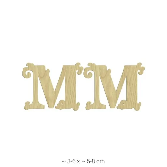 KD233 Dekoratif "M" Harfi Ahşap Boyanabilir Obje