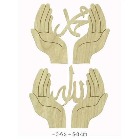 KD151 Dekoratif Dua Eden Eller Ahşap Boyanabilir Obje