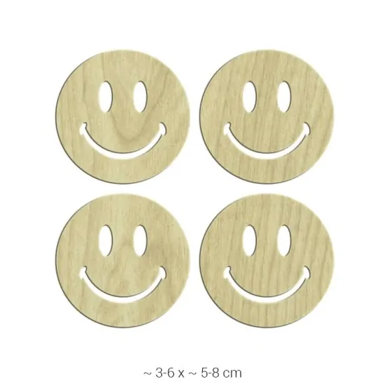 KD128 Dekoratif Gülen Yüz Ahşap Boyanabilir Obje