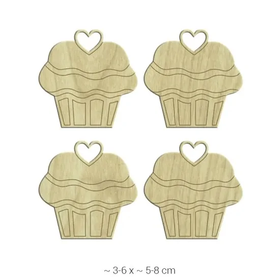 KD016 Dekoratif "Cupcake" Ahşap Boyanabilir Obje