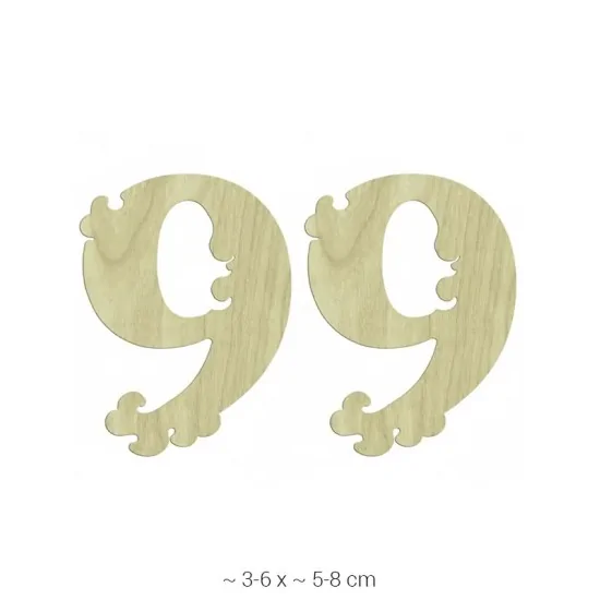 KD216 Dekoratif "9" Rakamı Ahşap Boyanabilir Obje