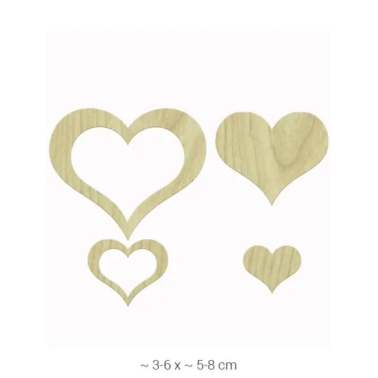 KD148 Dekoratif Kalp Seti Ahşap Boyanabilir Obje