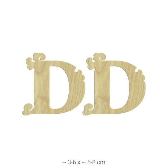 KD222 Dekoratif "D" Harfi Ahşap Boyanabilir Obje