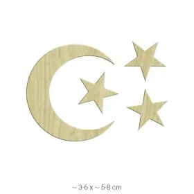 KD071 Dekoratif "Ay ve Yıldız Seti" Tasarımlı Ahşap Boyanabilir Obje