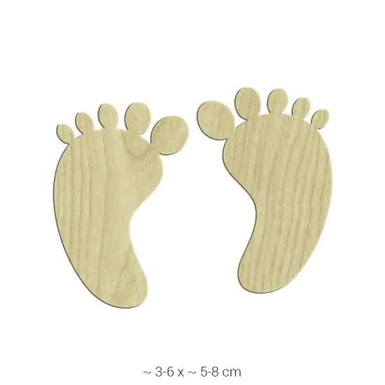 KD110 Dekoratif Bebek Ayak İzleri Ahşap Boyanabilir Obje