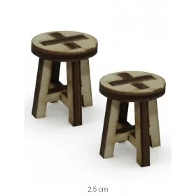 MN53 Minyatür 2 Adet Tabure Ahşap Boyanabilir Obje