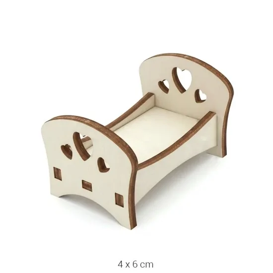 MN29 Minyatür Yatak Ham Ahşap Boyanabilir Obje
