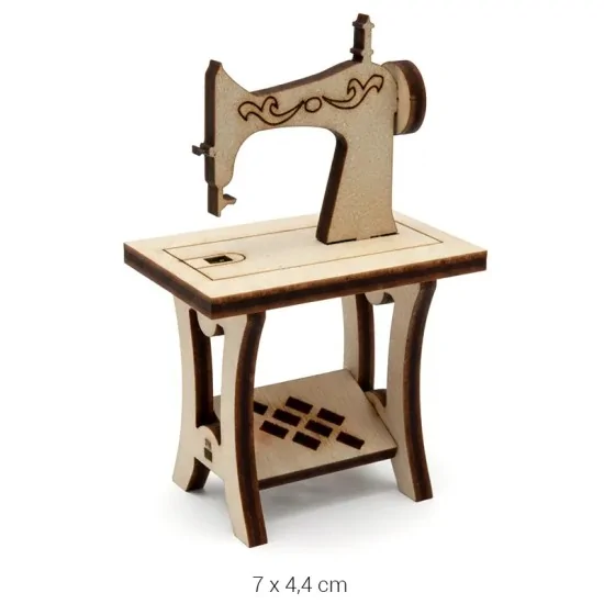 MN26 Minyatür Dikiş Makinası Ham Ahşap Boyanabilir Obje