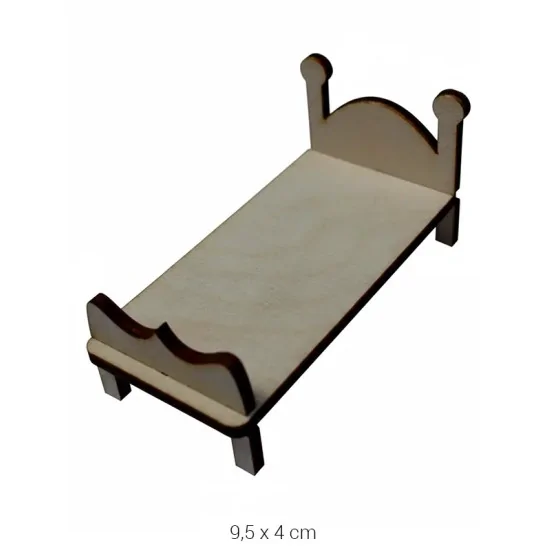 MN28 Minyatür Yatak Ham Ahşap Boyanabilir Obje
