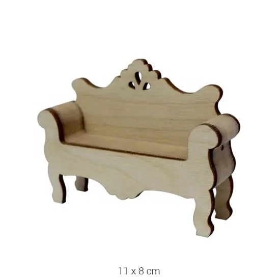 MN02 Minyatür 2'li Koltuk Ahşap Boyanabilir Obje