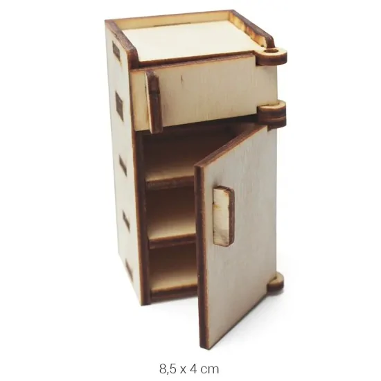 MN46 Minyatür Buzdolabı Ahşap Boyanabilir Obje