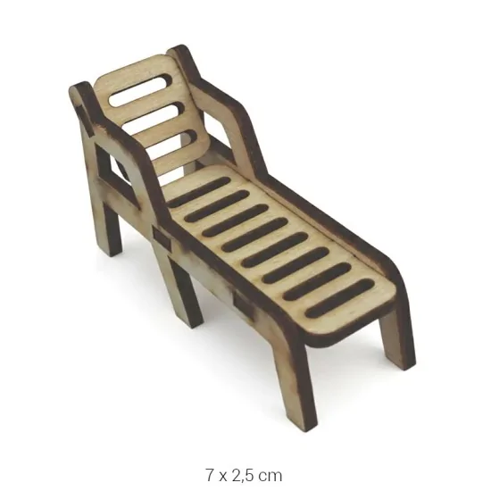 MN55 Minyatür Şezlong Ahşap Boyanabilir Obje