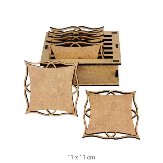 Ahşap Lazer 6’lı Düz Bardak Altlığı L263