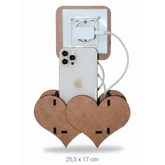 L251 Ahşap Kalpli Şarjlık Boyanabilir Obje