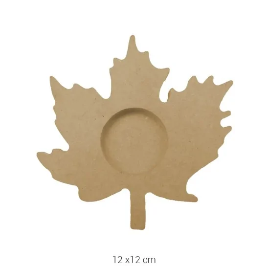 M04 Yaprak T-Lıght Mumluk Ahşap Boyanabilir Obje