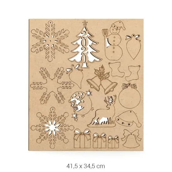 F816 Yılbaşı Süs Seti Ahşap Boyanabilir Obje