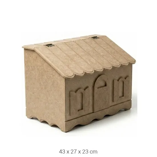 E334 Ev Şeklinde Ekmek Dolabı Ahşap Boyanabilir Obje