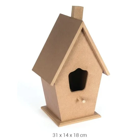 KU237 Büyük Kuş Evi Ahşap Boyanabilir Obje