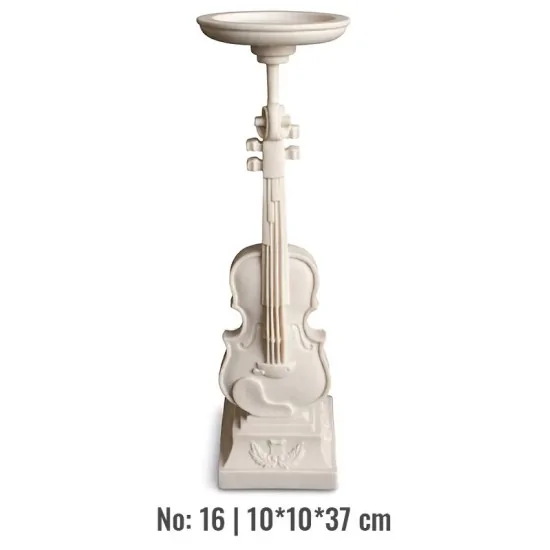 Violette Ham Polyester Keman Şamdan Obje No:16 (10x10x37 cm)