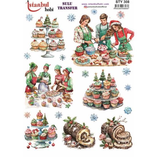 STY308 Yılbaşı Sulu Transfer Kağıdı (25x35)