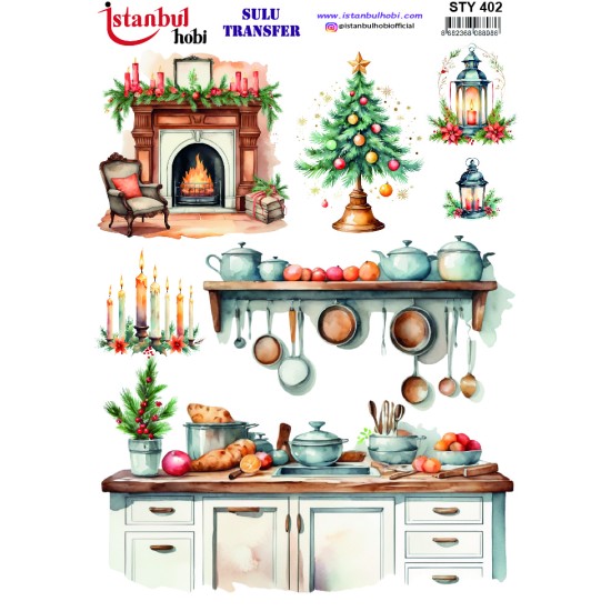 STY402 Yılbaşı Sulu Transfer Kağıdı (25x35)