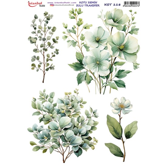 KST118 Koyu Zemin Sulu Transfer Kağıdı (25x35)