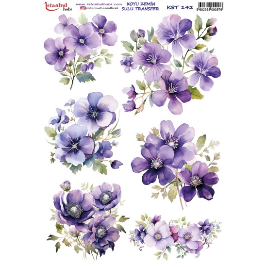 KST142 Koyu Zemin Sulu Transfer Kağıdı (25x35)