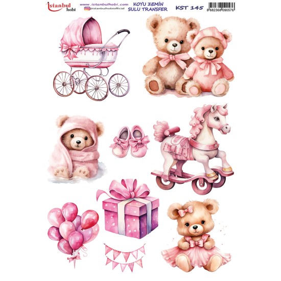 KST145 Koyu Zemin Sulu Transfer Kağıdı (25x35)