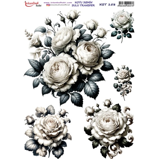 KST158 Koyu Zemin Sulu Transfer Kağıdı (25x35)