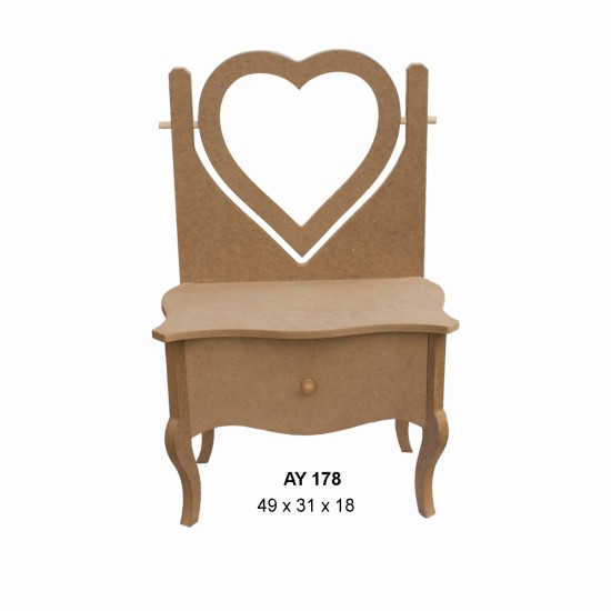 AY178 Kalpli Makyaj Aynalığı Ahşap Boyanabilir Obje