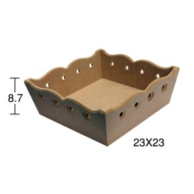 E338 Kare Delikli Ekmeklik Ahşap Boyanabilir Obje