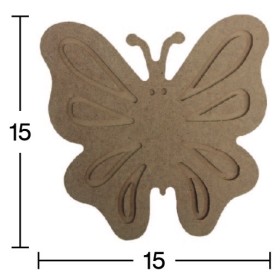 H61 18 mm İşlemeli Kelebek Ahşap Boyanabilir Obje