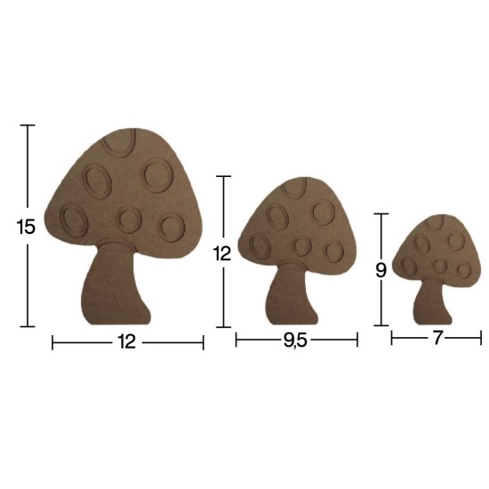 H76 18 mm 3 Lü Mantar Set Ahşap Boyanabilir Obje