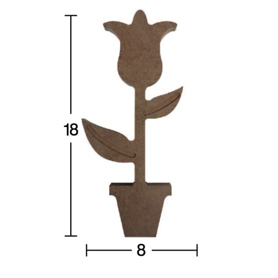 H78 18 mm Saksıda Lale Ahşap Boyanabilir Obje