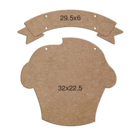 L113 Cup Cake  Kapı Süsü Ahşap Boyanabilir Obje