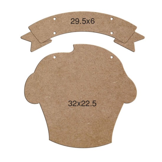 L113 Cup Cake  Kapı Süsü Ahşap Boyanabilir Obje