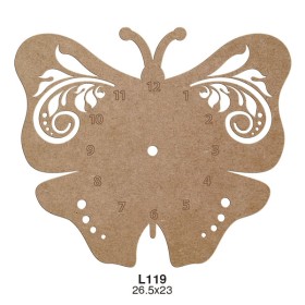 L120 Kelebek Saat Ahşap Boyanabilir Obje