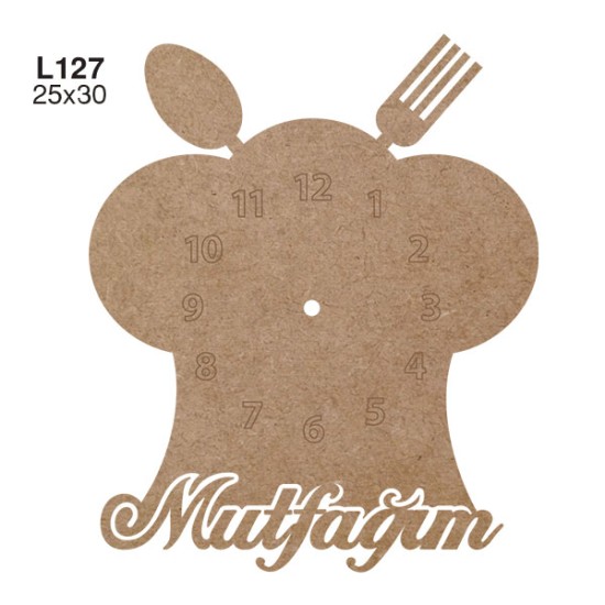 L122 Mutfağım Saat Ahşap Boyanabilir Obje