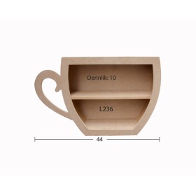 L236 Fincan Raf (Sol) Ahşap Boyanabilir Obje